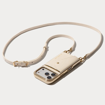 Donna Chrome Crossbody Phone Case - Ivory/Chrome Gold