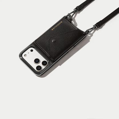 Remi Chrome Magnet Wallet Crossbody Phone Case - Black/Pewter