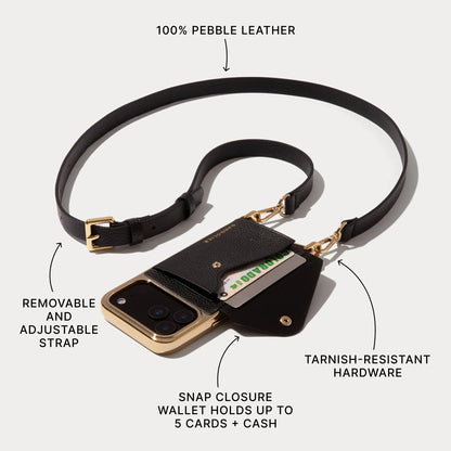 Hailey Chrome Crossbody Phone Case - Chrome Black/Gold