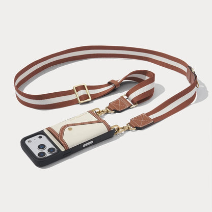 Brooke Canvas Crossbody Phone Case - Cream Sienna/Gold