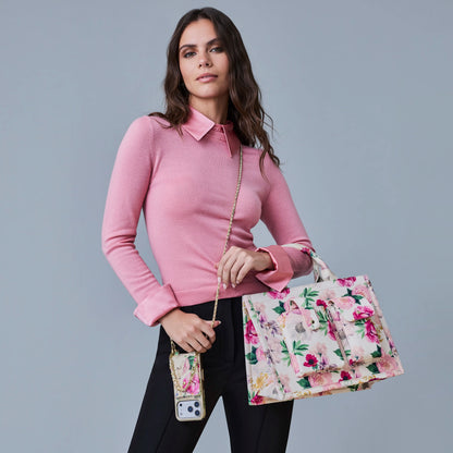 Book Tote - Ceci Ivory Floral/Gold