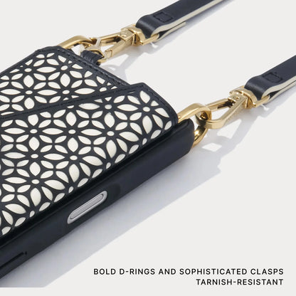 Mira Magnet Wallet Crossbody Phone Case - Black Ivory/Gold