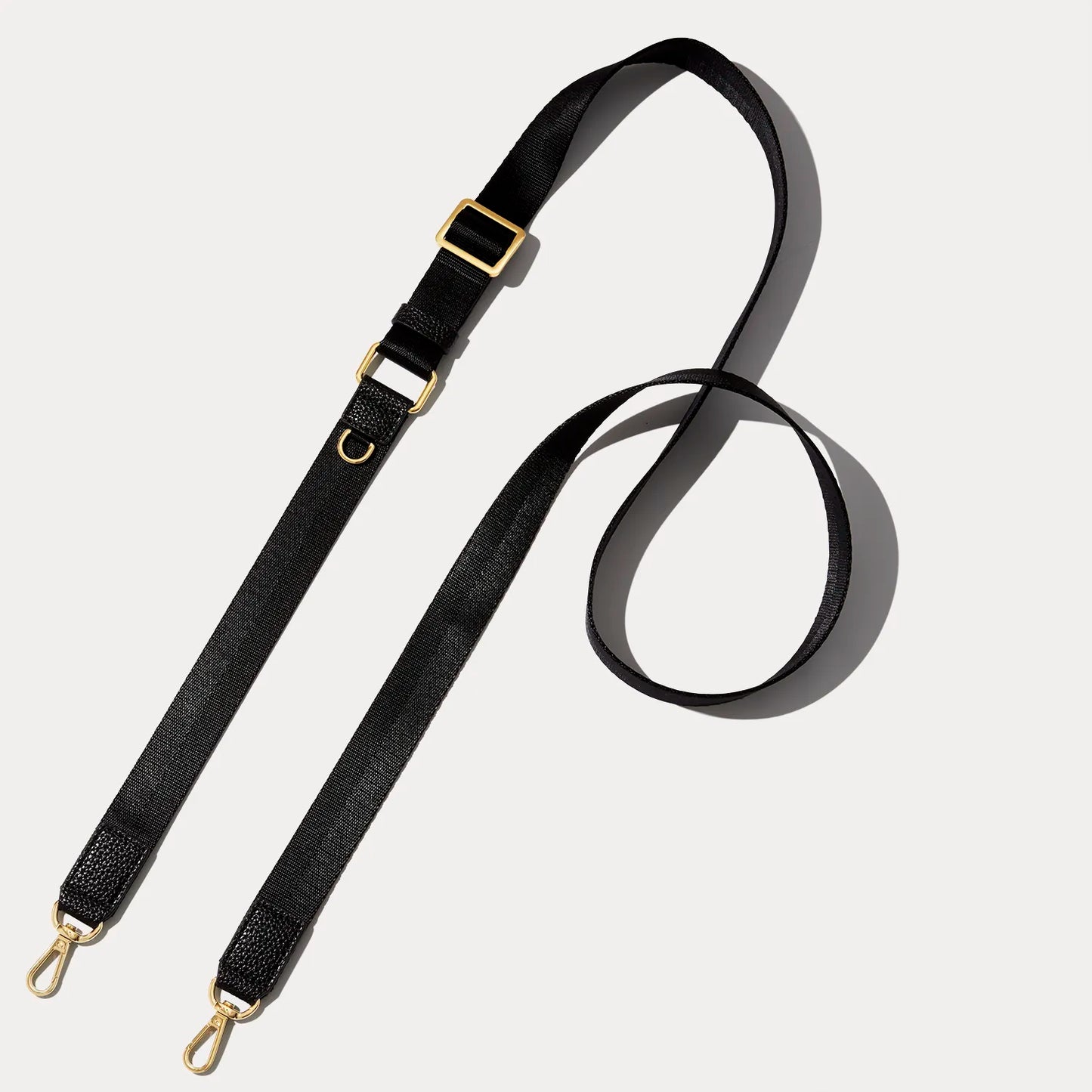 Bobby Nylon Adjustable Crossbody Strap - Black/Gold
