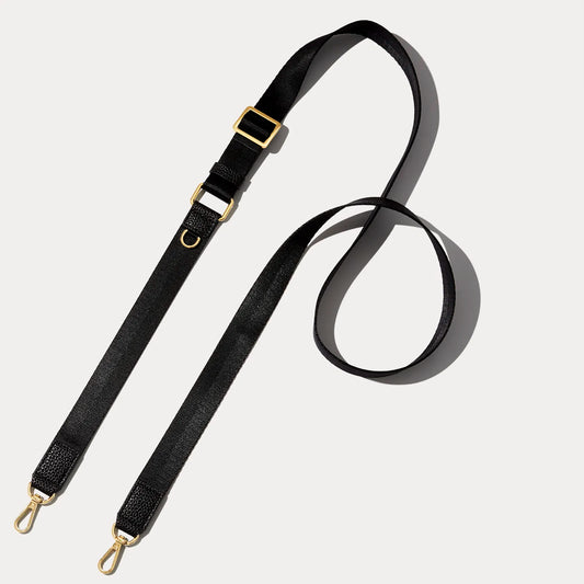 Bobby Nylon Adjustable Crossbody Strap - Black/Gold