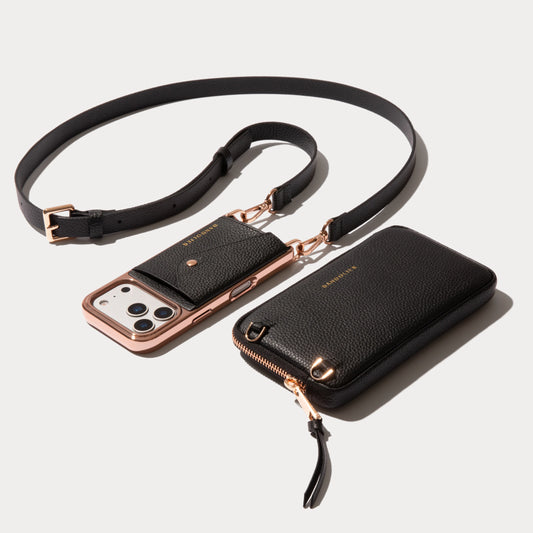 Hailey Pouch Set - Black/Chrome Rose Gold