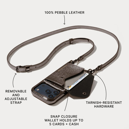 Donna Crossbody Phone Case - Metallic Chrome/Pewter