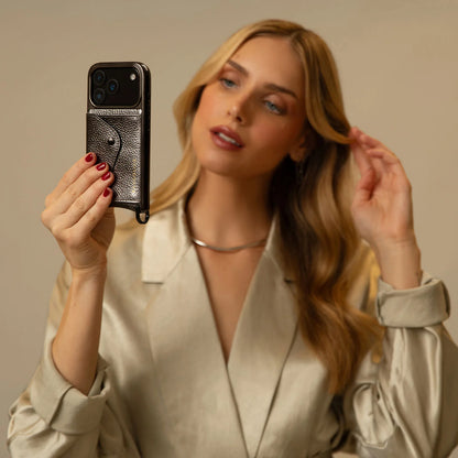 Donna Crossbody Phone Case - Metallic Chrome/Pewter