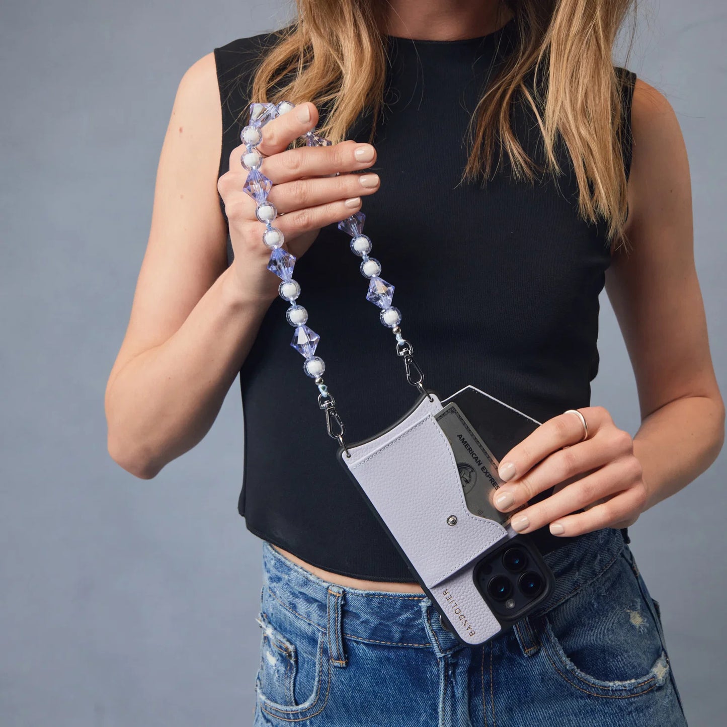 Brandi Wristlet  - Pastel Periwinkle/Silver
