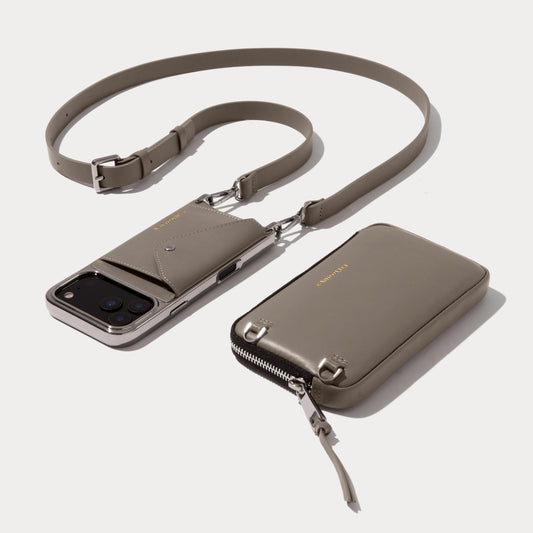 Hailey Pouch Set - Chrome Warm Gray/Antique Silver