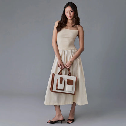 Dillon Book Tote - Cream Sienna/Gold