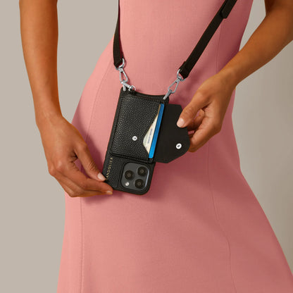 Remi Magnet Wallet Crossbody Phone Case Pouch Set - Black/Silver