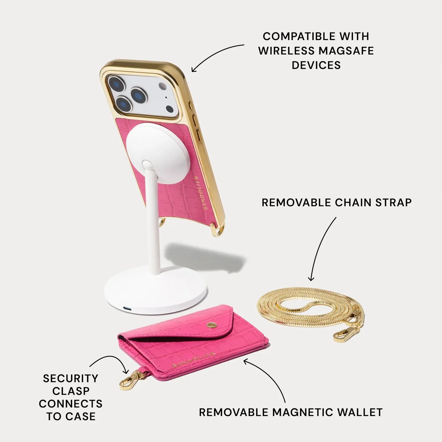 Remi Magnet Essentials Set - Magenta Croc/Chrome Gold