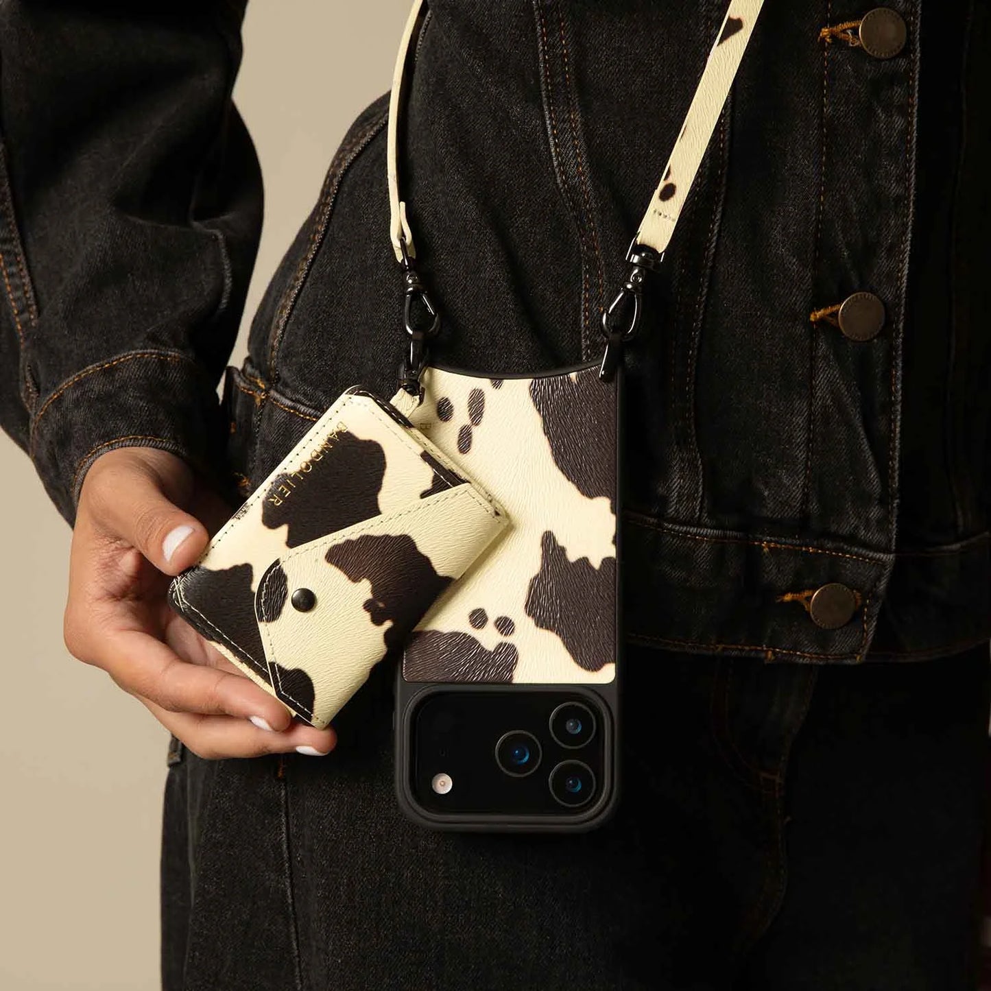 Remi Magnet Wallet Crossbody Phone Case - Spotted Hide/Pewter