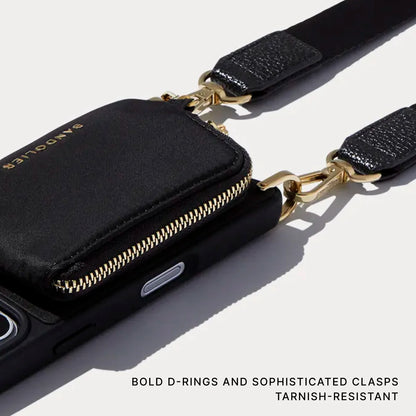 Nova Nylon Magnet Wallet Crossbody Phone Case - Black/Gold