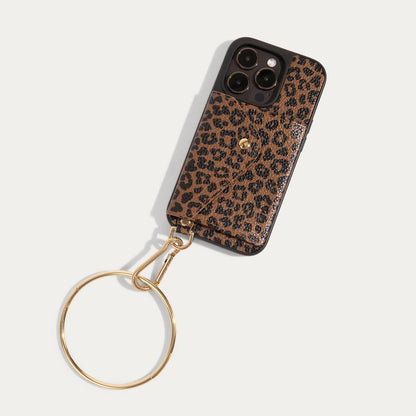 Gigi O-ring Wristlet - Dark Leopard/Gold