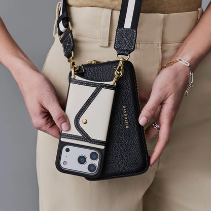 Brooke Canvas Pouch Set - Cream Black/Gold