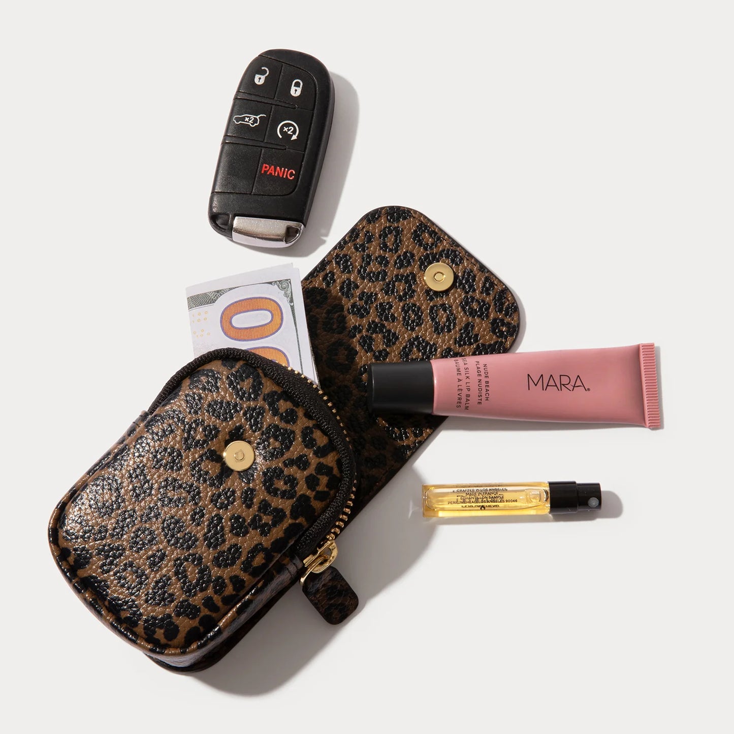 Remi Magnetic Zipper Pouch - Dark Leopard/Gold