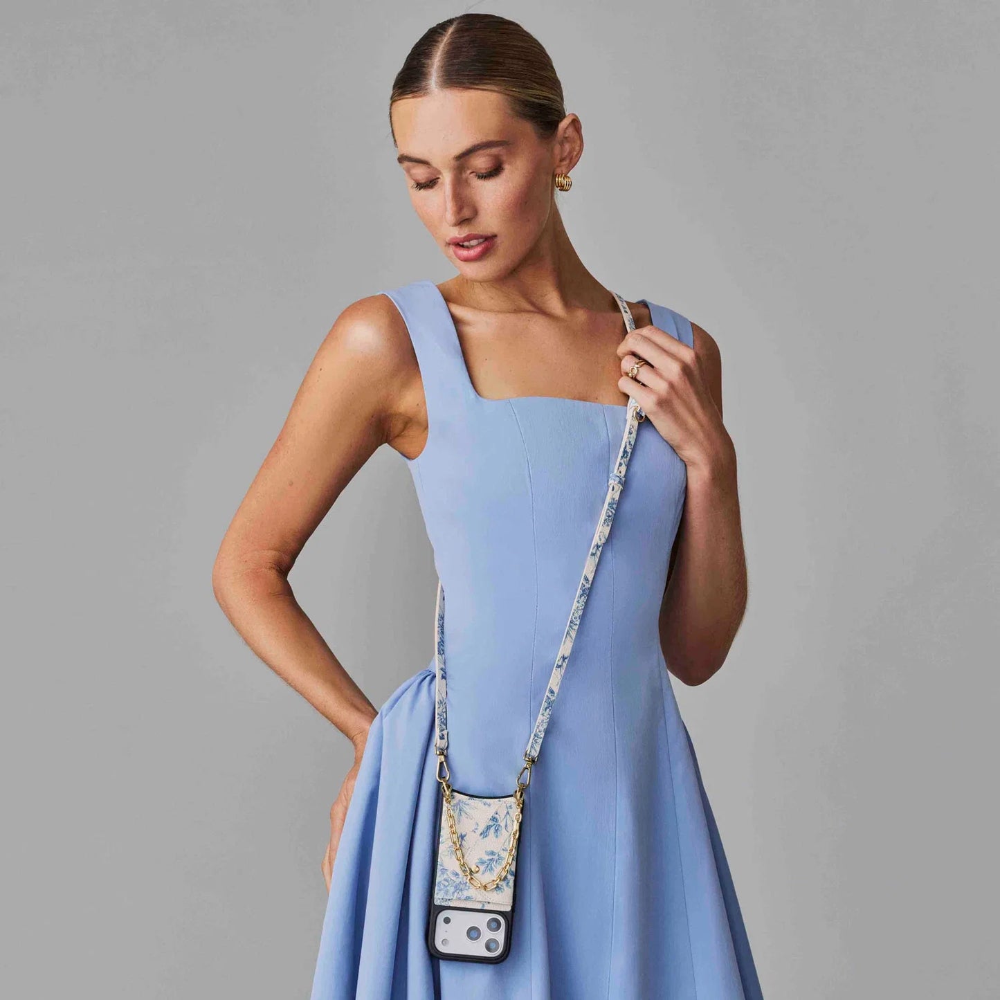 Valentina Duet Pouch Set - Chambray Toile/Gold