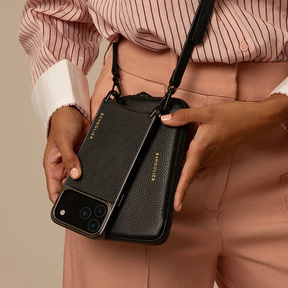 Rayna Chrome Pouch Set - Black/Pewter