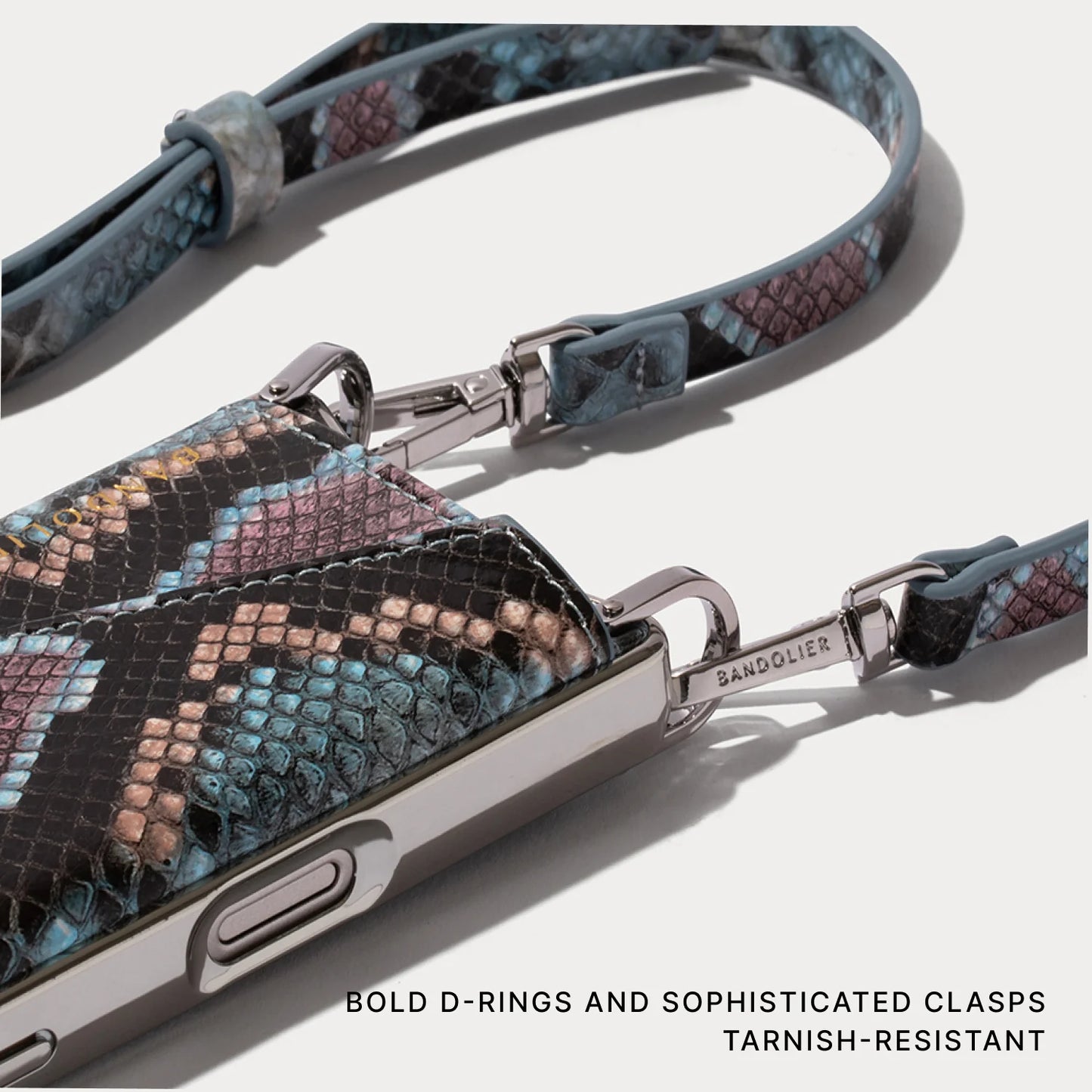 Donna Chrome Crossbody Phone Case - Prism Snake/Silver Chrome