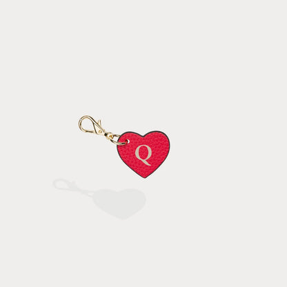 Heart Initial Charm - Red/Gold