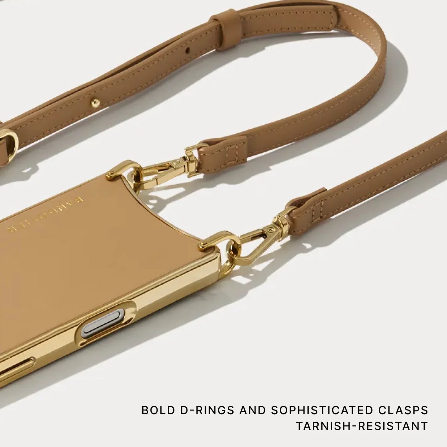 Remi Chrome Magnet Wallet Crossbody Phone Case - Tan/Chrome Gold