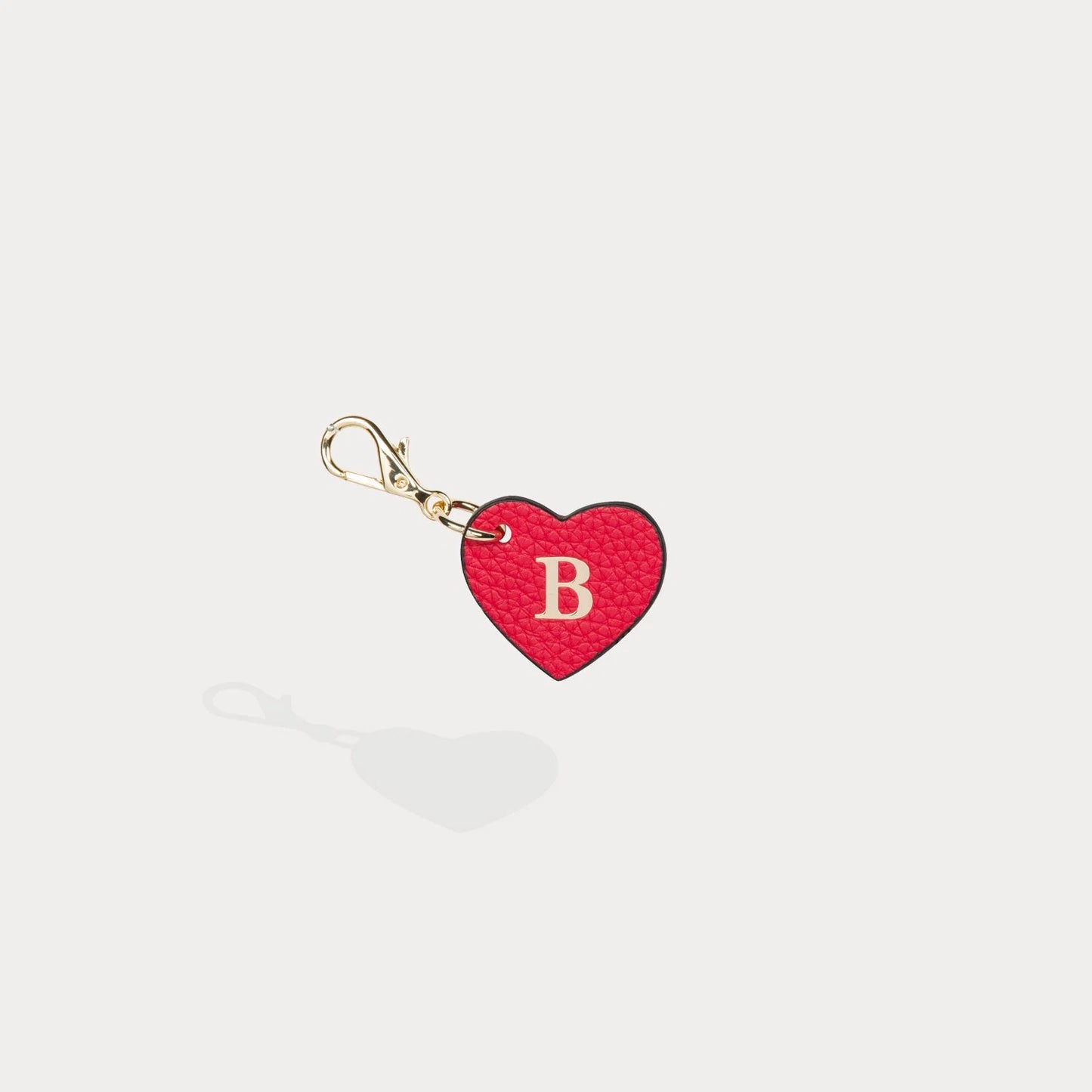 Heart Initial Charm - Red/Gold