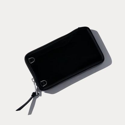 Kate Zipper Pouch - Black Patent/Silver