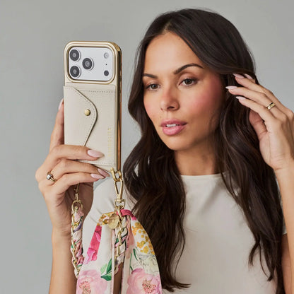 Scarf Twilly Wristlet - Ceci Ivory Floral/Gold