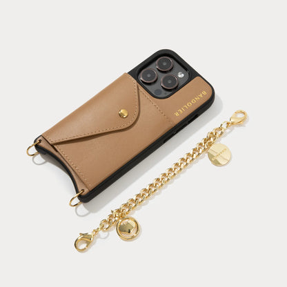 Maya Wristlet Phone Case - Tan/Gold