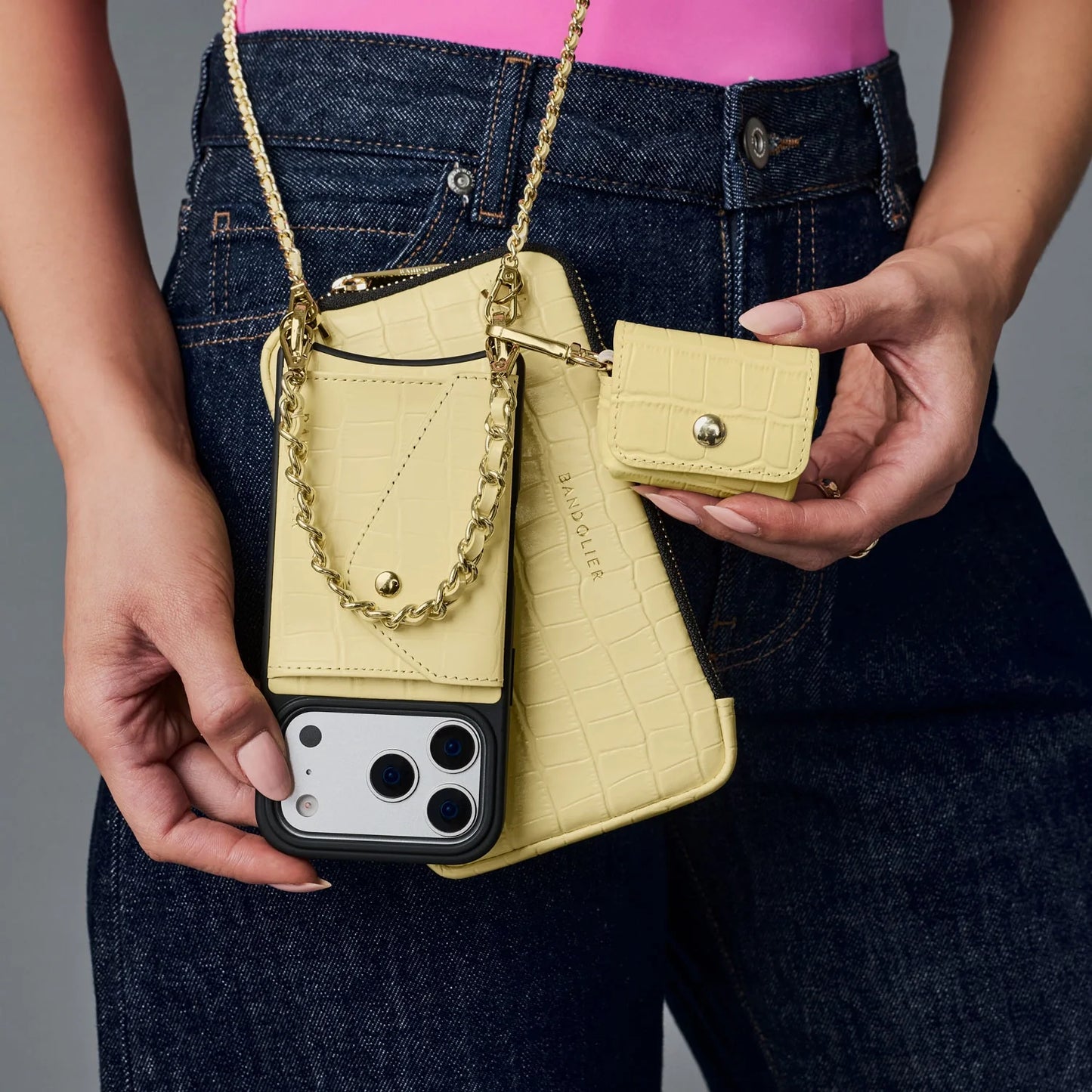 The Lily Essentials Set - Butter Yellow Croc/Gold