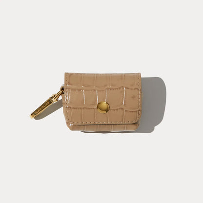 Avery AirPod Clip-On Pouch - Tan Croc/Gold
